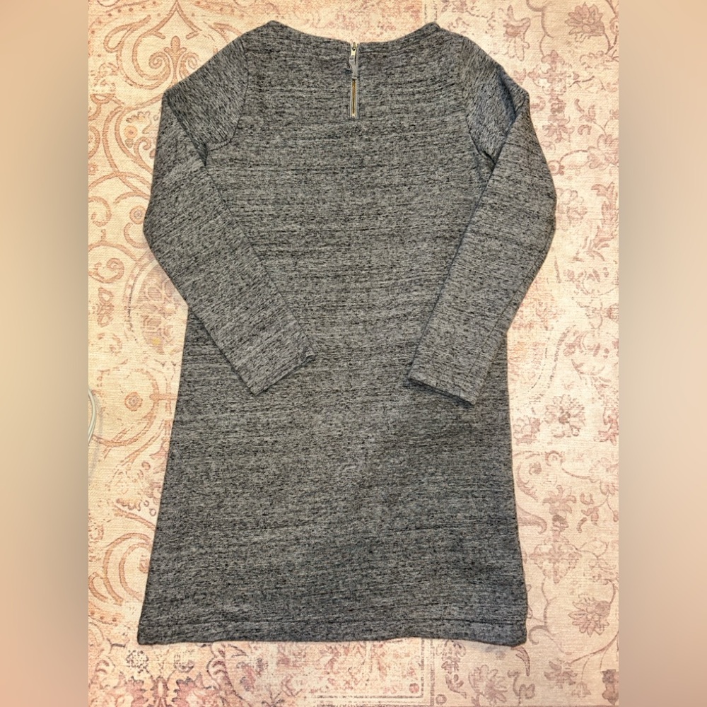 J.Crew Crewcuts Gray Knit Dress with Faux Fur Leopard Pockets (Size L) - Picture 3 of 4